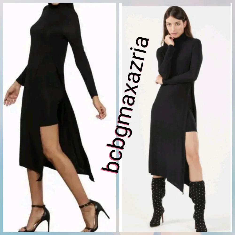New BCBGMaxAzria Elegant Black Asymmetrical Dress - Picture 1 of 5